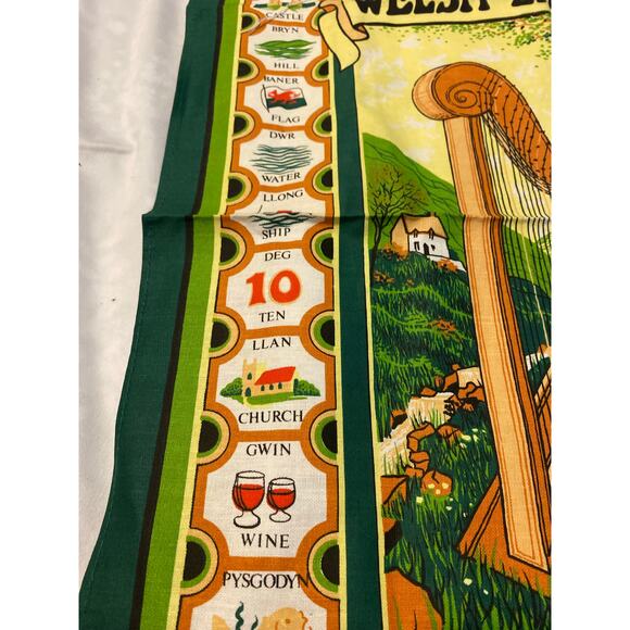 Welsh language Cotton decor Banner Tea towel wall hanging Clive Mayor Stow Green - Picture 2 of 8